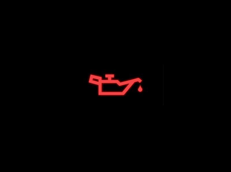 Red engine oil pressure warning light