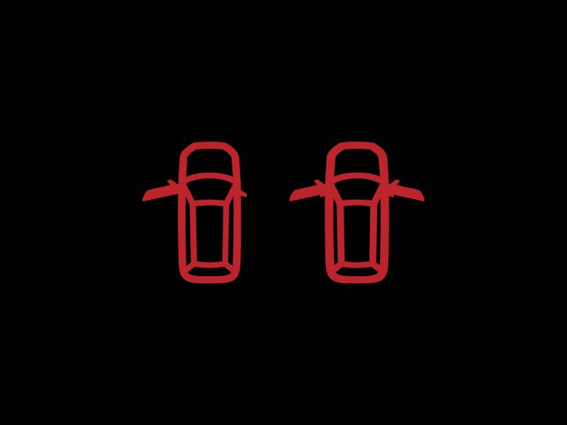 VW símbolo puerta de vehículo entreabierta puertas rojas abiertas