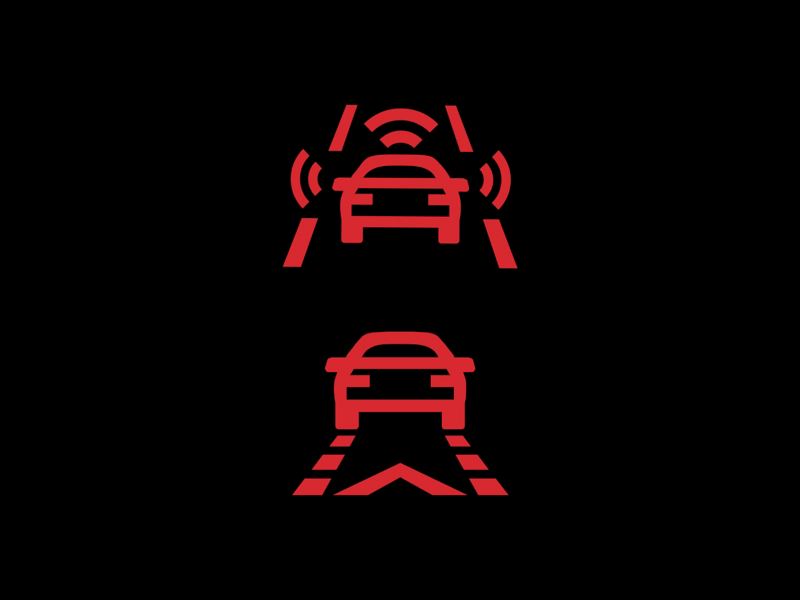Luz de advertencia roja de VW, advertencia de colisión delantera con asistencia delantera