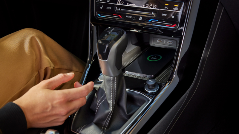 Interior view of USB-C outlet inside a T-Cross car