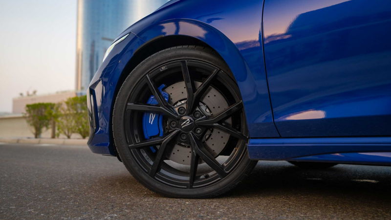 Close-up of VW tyre on a VW Golf R