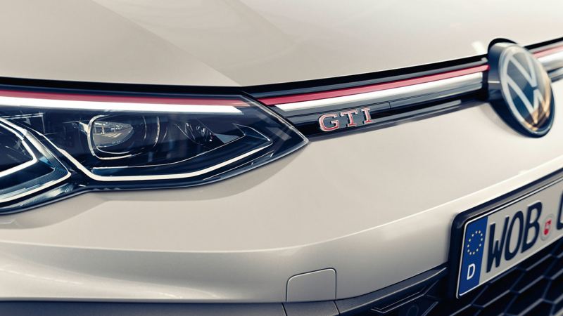 A close up shot of a GTI badge