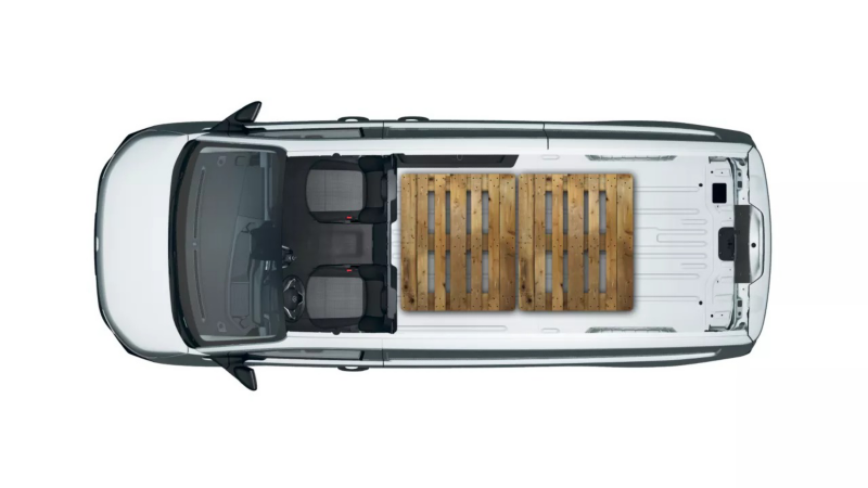 Volkswagen Transporter załadunek z paletami Euro 3.