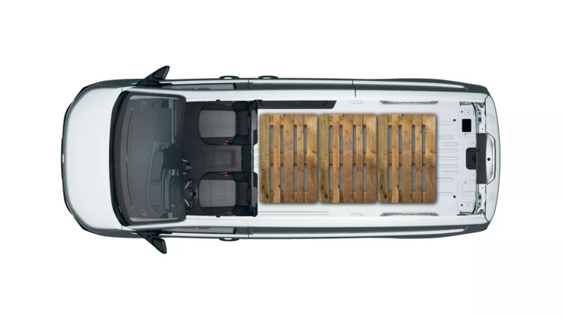 Volkswagen Transporter załadunek z paletami Euro.