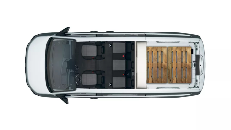 Nowy Transporter Furgon, załadunek z paletą Euro