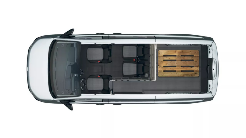 Nowy Transporter Furgon, załadunek z paletą Euro
