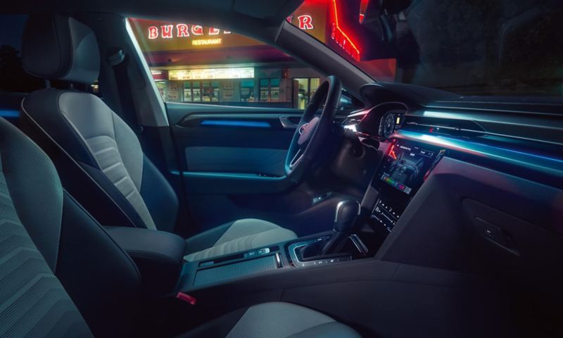 Showing the interior lighting in the Arteon