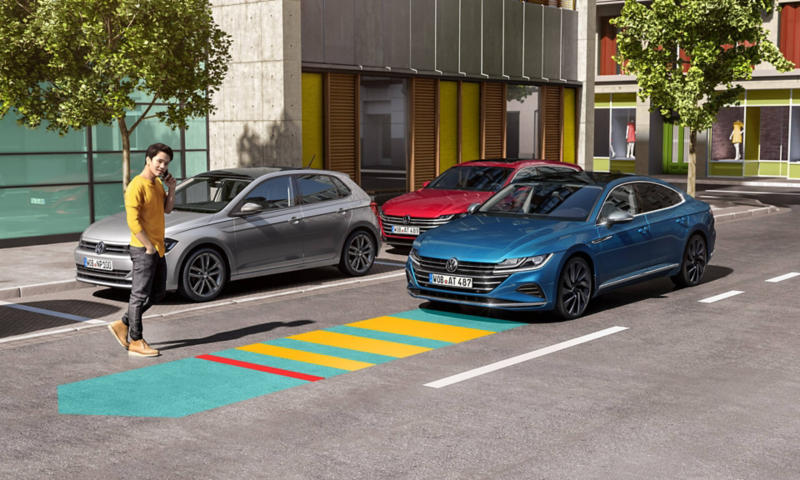 A graphic of the ‘Front Assist’ Autonomous Emergency Braking system