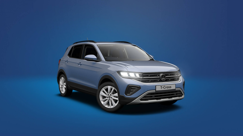 Image showing the Volkswagen T-Cross Match trim against a blue background.