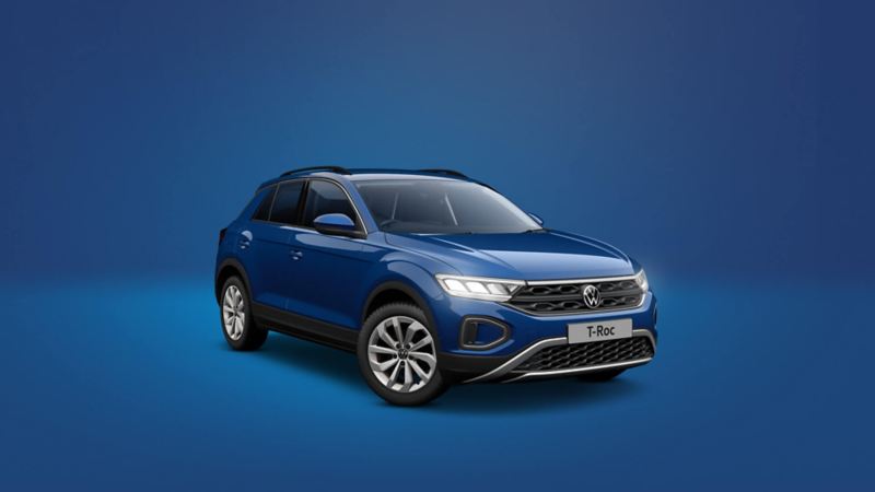 Image showing the T-Roc Match trim against a blue background.