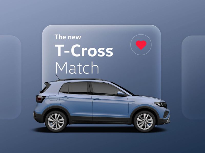 Image showing the T-Cross Match trim against a grey-blue background.