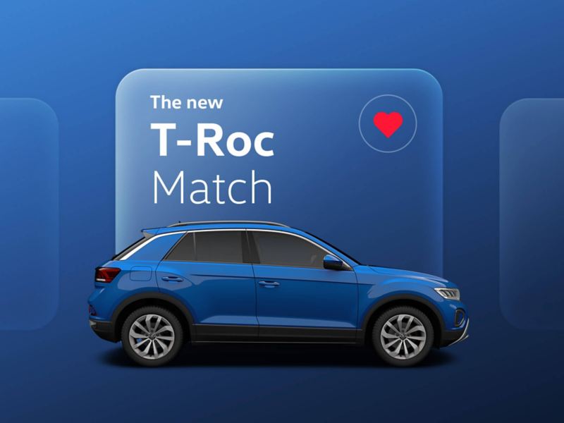 Image showing the T-Roc Match trim against a blue background.