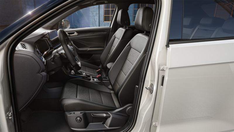 An interior shot of the T-Roc from a side perspective