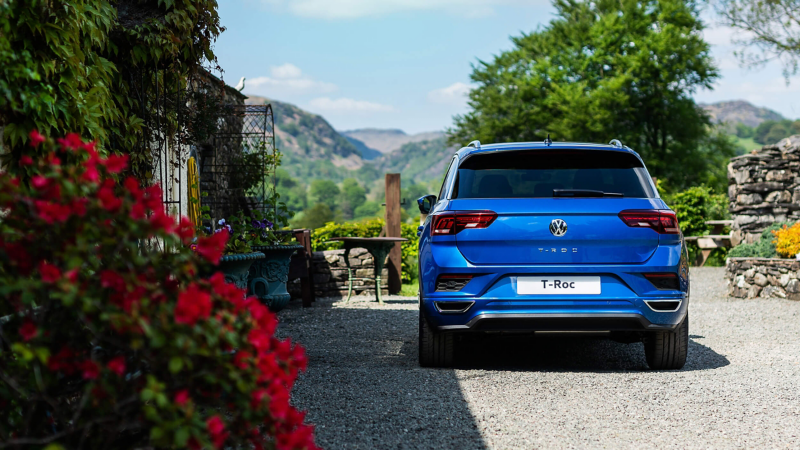 Back view of a parked VW T-Roc