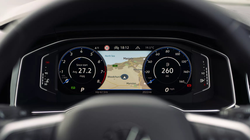 Detailshot van het Digital Cockpit in een Taigo