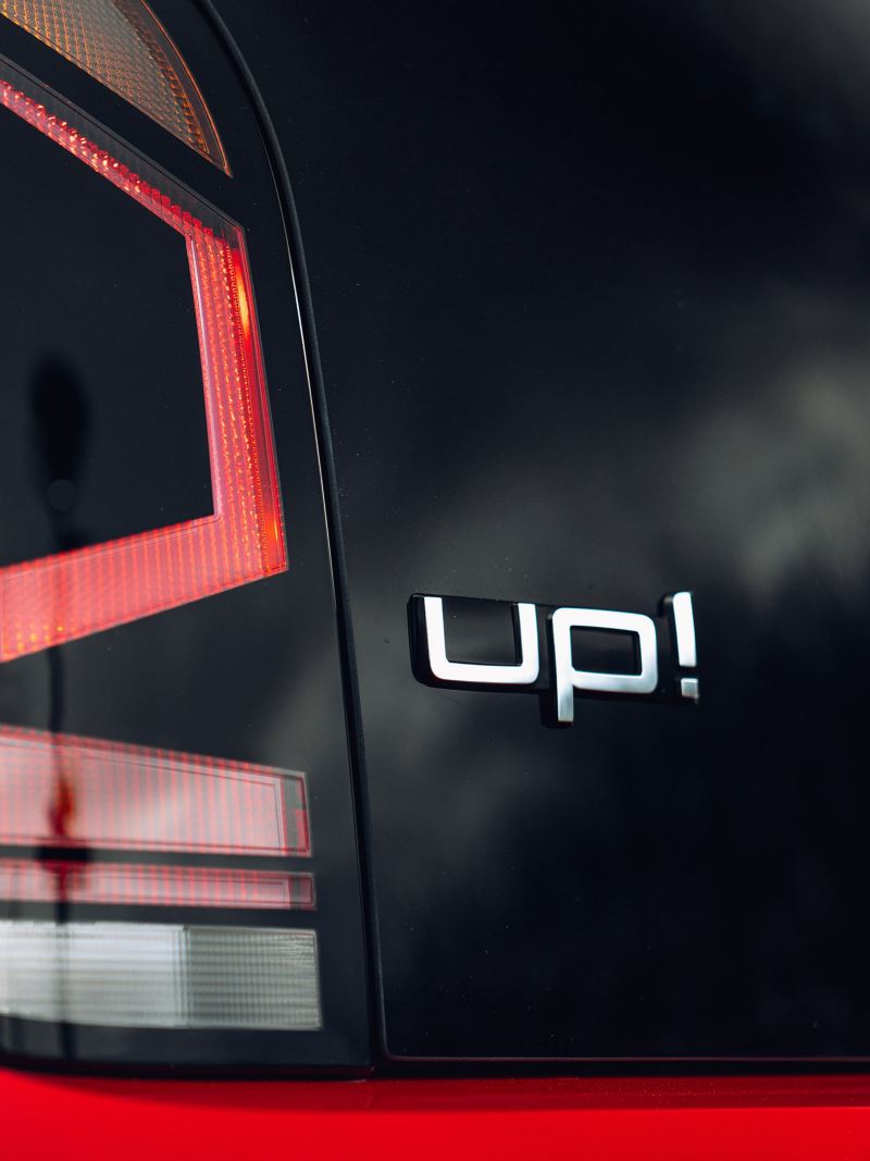 up! logo detail on the rear of the car