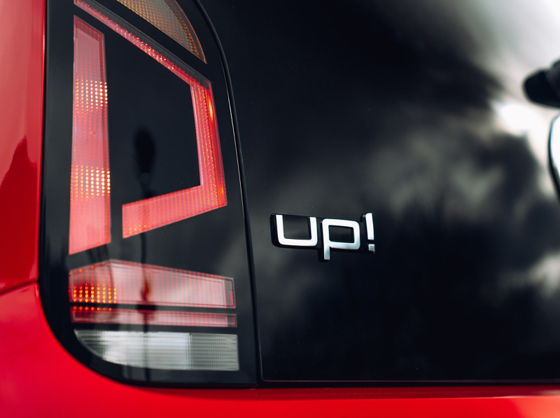 up! logo detail on the rear of the car