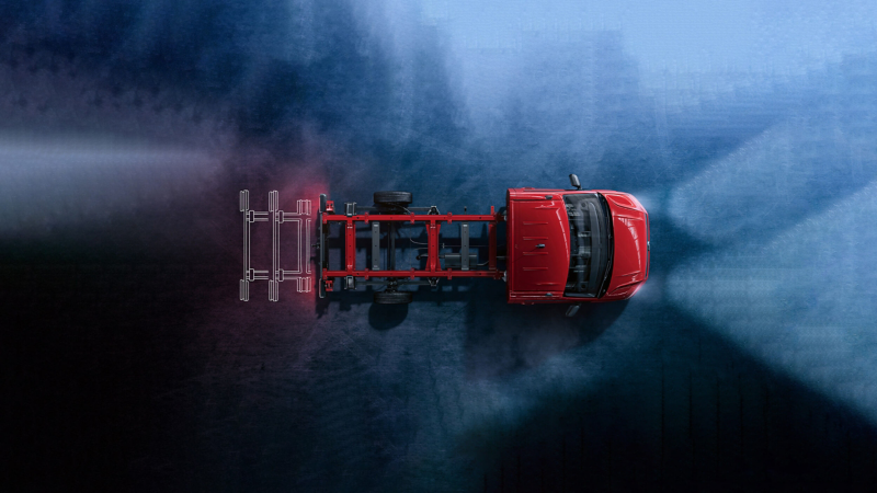 Top down Crafter chassis cab with sketch showing length options
