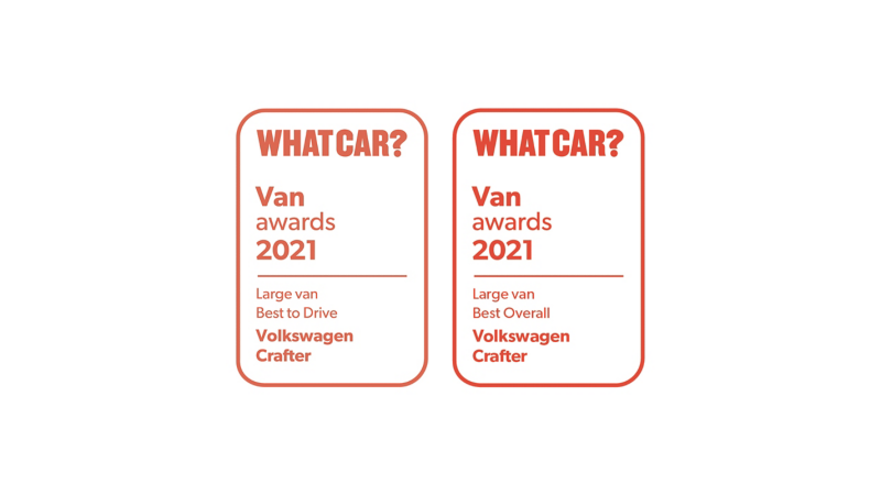 Image showing the WhatCar van awards logos. 