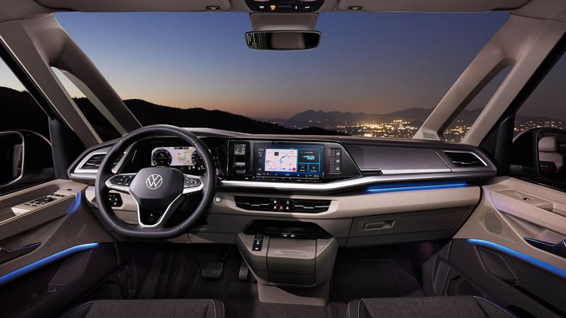 Interior photo of the VW California cockpit. 