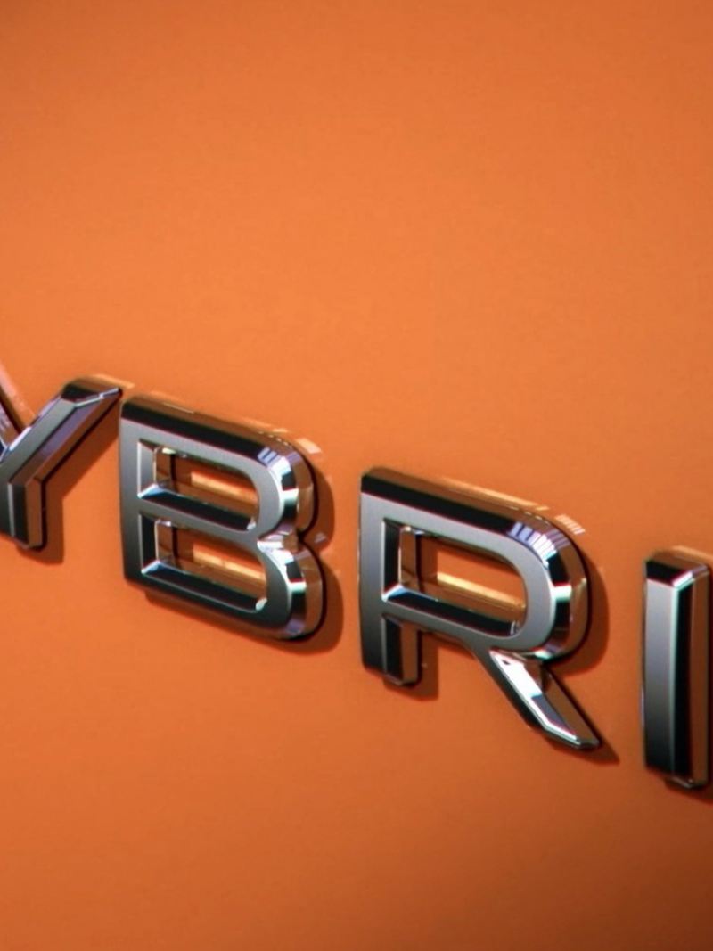 Close up of the Multivan ehybrid badge.