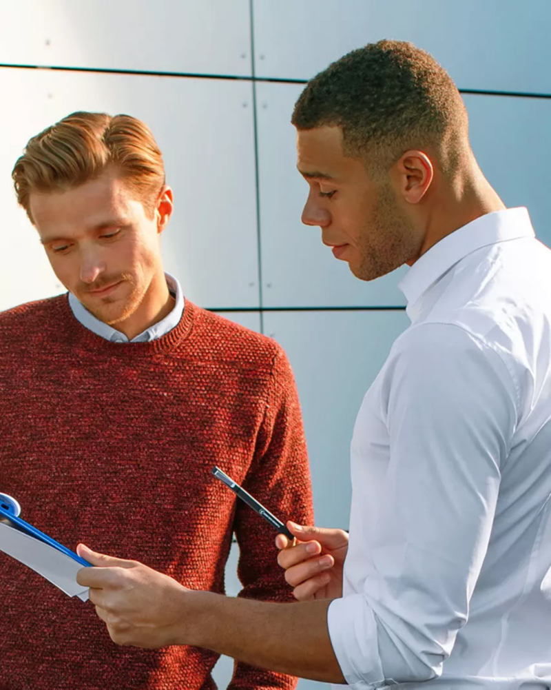 two men talking about financing options