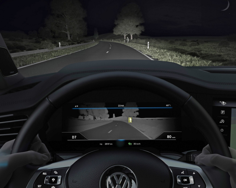 Illustration av hur Night Vision fungerar i Touareg