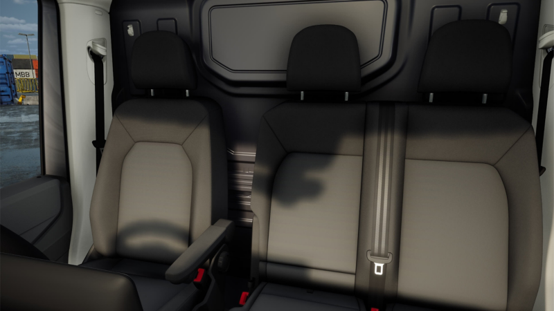 close up of the Crafter panel van interior seats