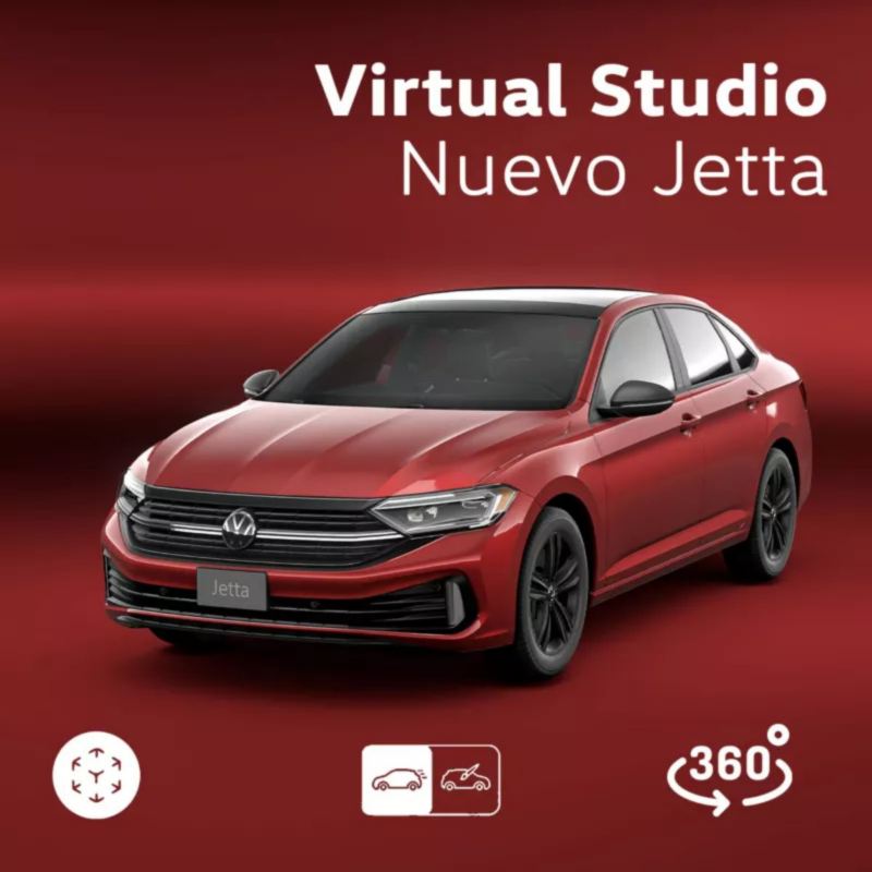 Jetta 2023 en color rojo - Modelo sedán disponible en Virtual Studio.