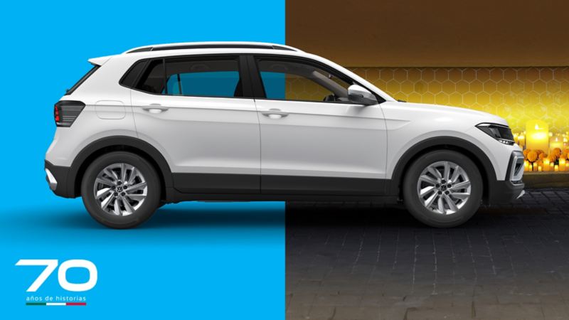 Taigun de Volkswagen en color exterior blanco. SUV compacta con oferta en octubre 2024. 