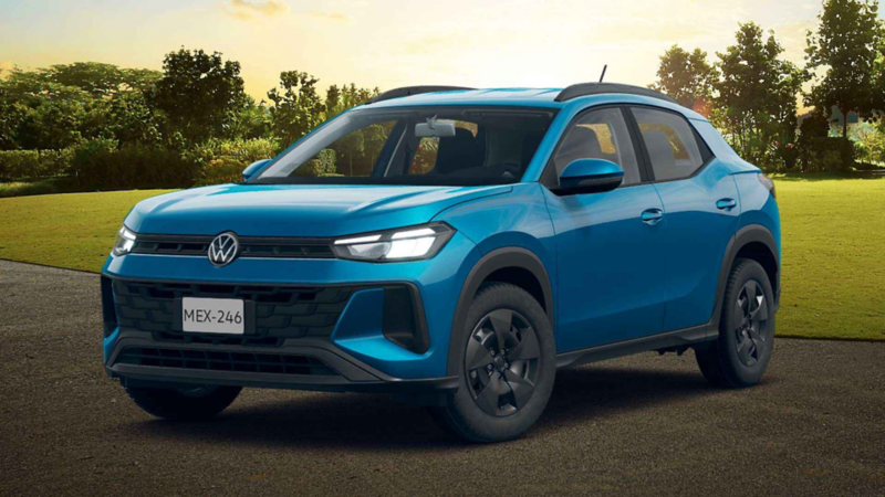 Nuevo Volkswagen Tera 2026 color azul estacionado en exterior con luz de día.