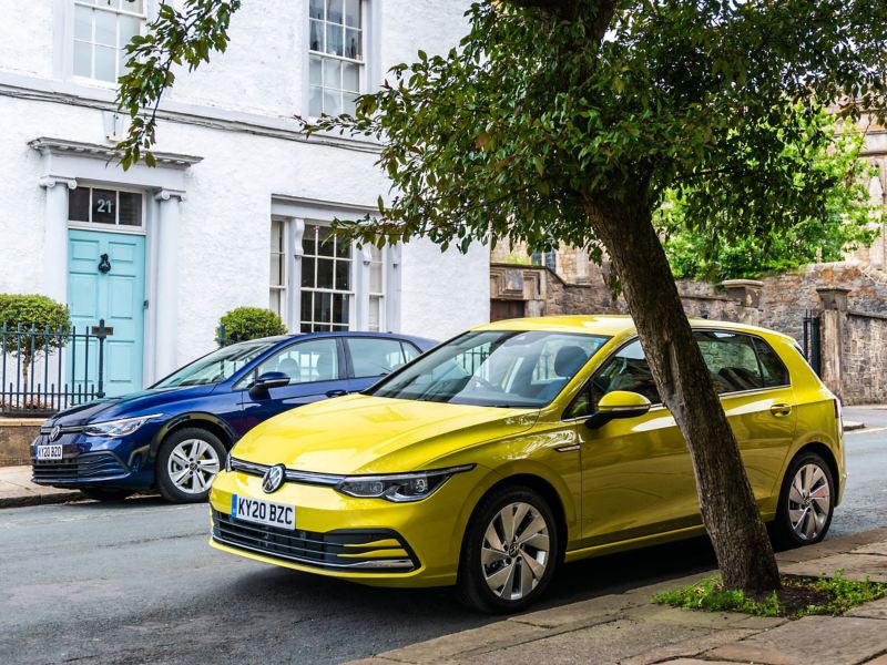 Yellow Golf 8 style parked on a London street