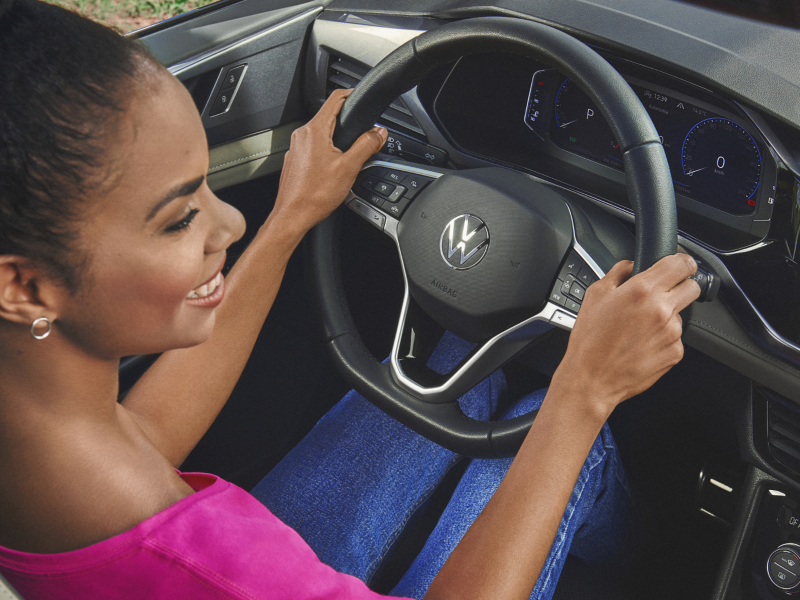 Woman sitting in car