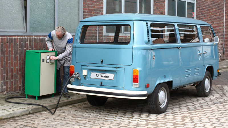 T2 Elektro van being charged