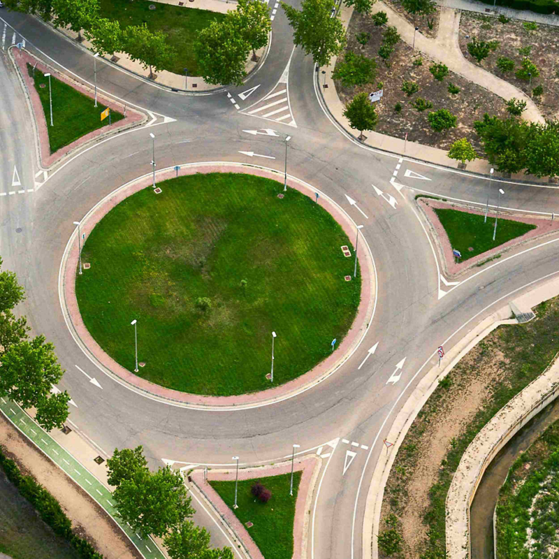 A roundabout from bird's eye view - Volkswagen WLTP