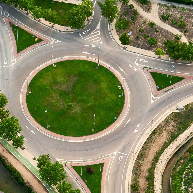 A roundabout from bird's eye view - Volkswagen WLTP