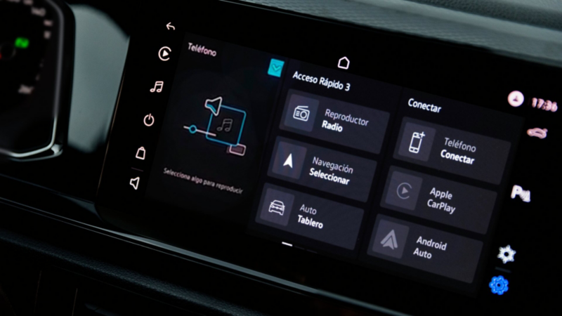 Pantalla touch de Volkswagen Polo Track con atajos rápidos. 