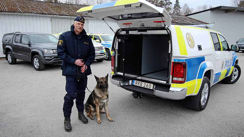 Polishunden vid sin nya VW Amarok V6