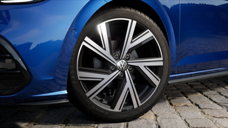 A close-up of a wheel on a Polo