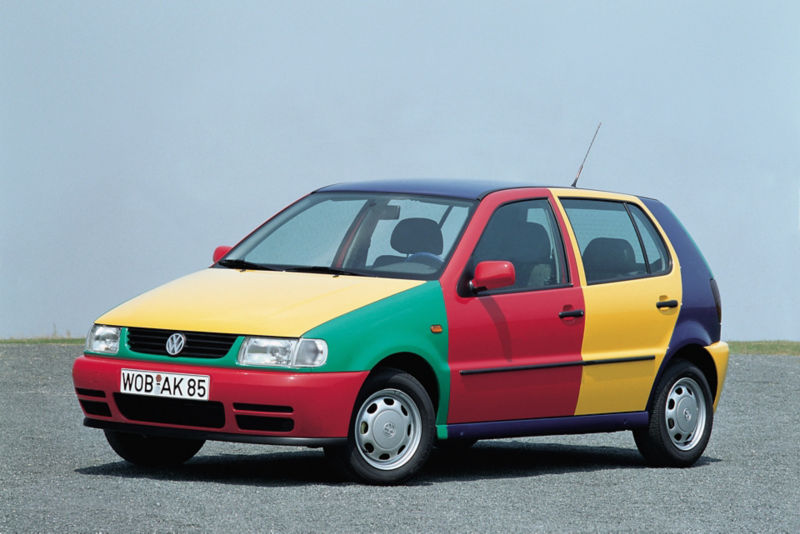 Harlequin-versionen av tredje generationens Polo, med sin speciella färgkombination.