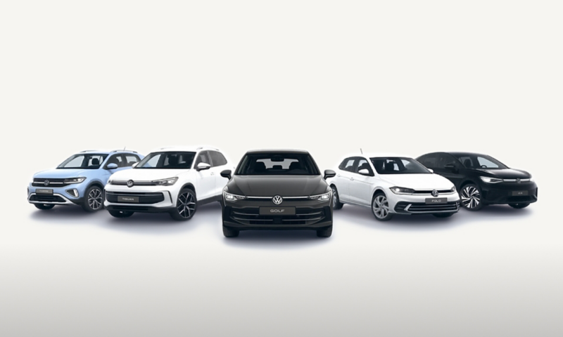 zdjecie przedstawiające stojące obok siebie VW Taigo, Polo oraz T-Cross