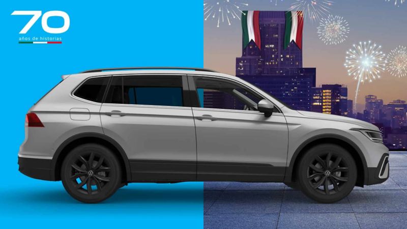 SUV familiar Tiguan 2024, edición 2024 en color gris. 