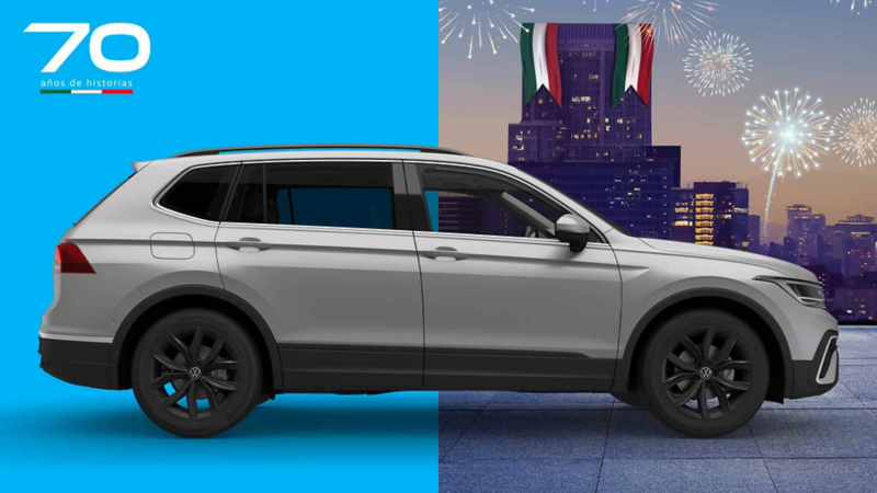 SUV familiar Tiguan 2024, edición 2024 en color gris. 