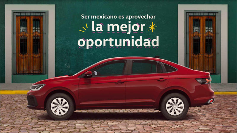 Virtus 2025, versión Trendline, en color exterior rojo. Auto en promoción con Volkswagen México.