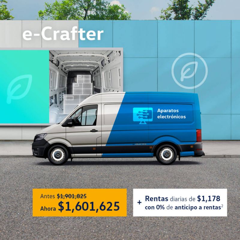 Camioneta eléctrica VW tipo Van de Carga e-Crafter por solo $1,601,625