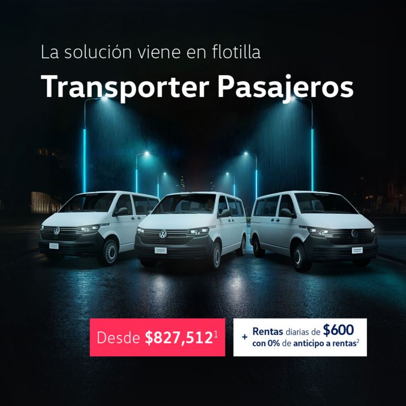 Adquiere una flotilla de VW Transporter Pasajeros desde $827,512