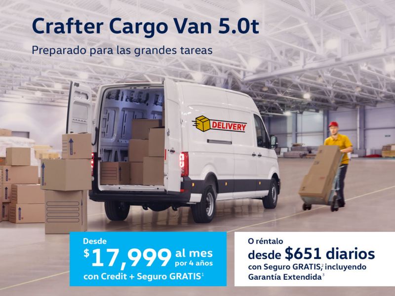 Promoción VW Crafter Cargo desde $17,999 al mes