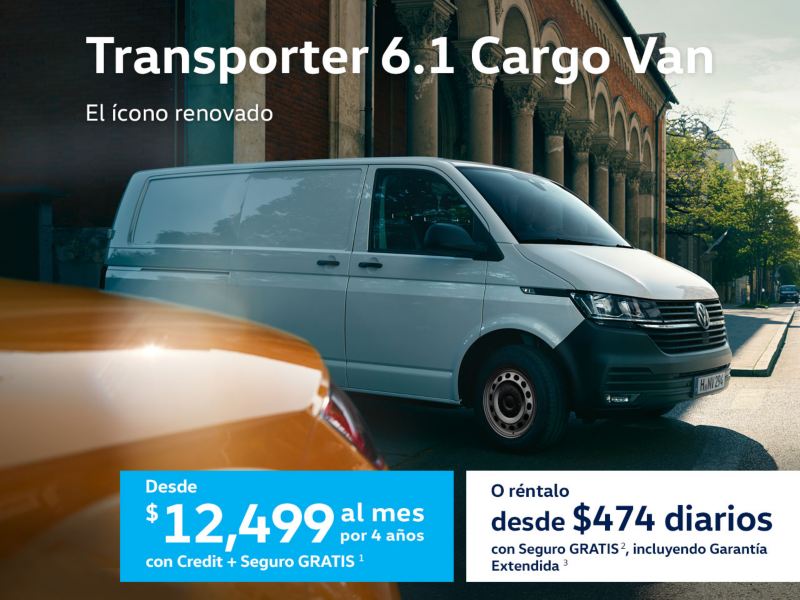 Promoción VW Transporter Cargo Van desde $12,499 al mes