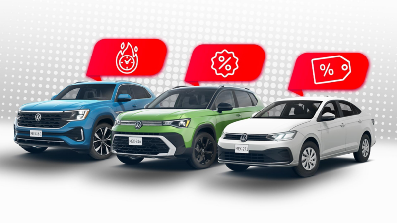 Carros y SUVs de Volkswagen en promoción durante noviembre 2025. Taos, VW Tera y Virtus.