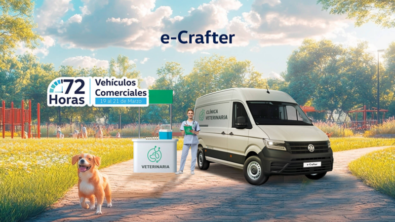 Promoción en camioneta de carga tipo Van e-Crafter eléctrica